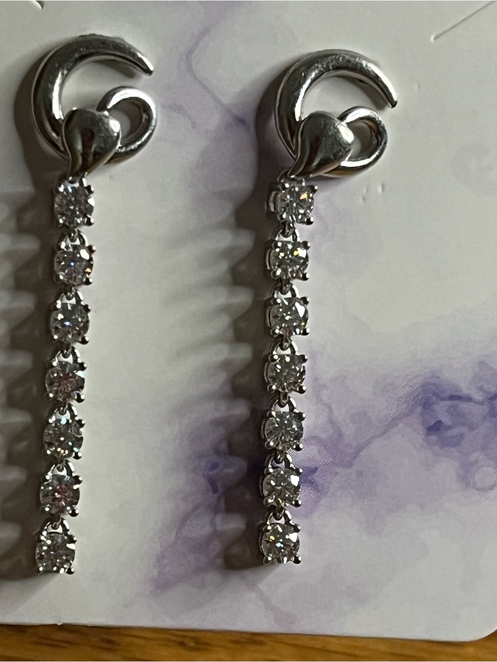 S925 Sterling Silver Dangle Earrings 1.40 CTW DTP 3mm - Picture 3 of 6
